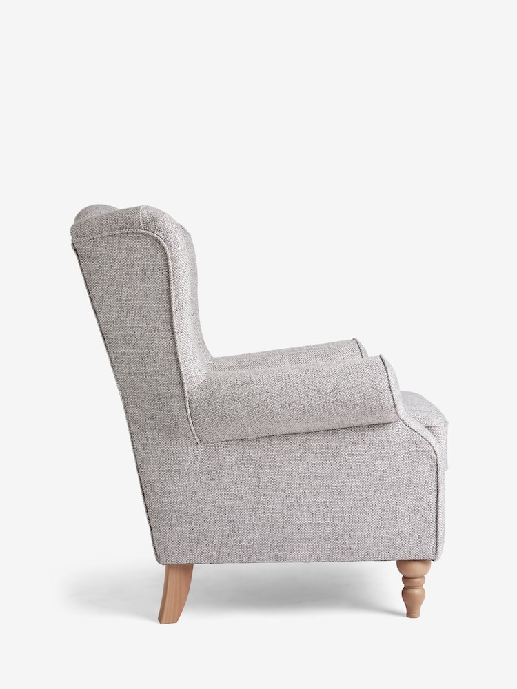 Chunky Weave Dove Grey Sherlock Highback Armchair - Image 7 of 7 Chunky Weave Dove Grey Sherlock Highback Armchair - Image 7 of 7