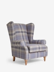 Versatile Check Nevis Navy Blue Grande Sherlock Highback Armchair - Image 3 of 9
