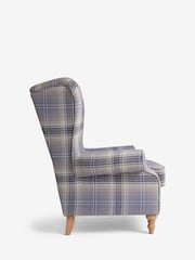 Versatile Check Nevis Navy Blue Grande Sherlock Highback Armchair - Image 4 of 9