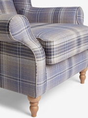 Versatile Check Nevis Navy Blue Grande Sherlock Highback Armchair - Image 6 of 9