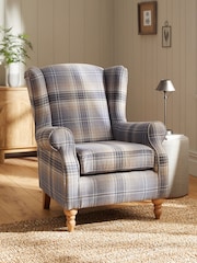 Versatile Check Nevis Navy Blue Sherlock Highback Armchair - Image 1 of 5