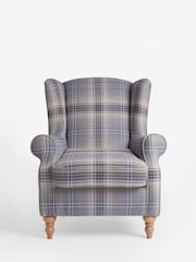 Versatile Check Nevis Navy Blue Sherlock Highback Armchair - Image 2 of 5