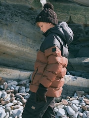 Neutral/Black Fleece Lined Padded Puffer Coat (3-16yrs) - Image 1 of 10