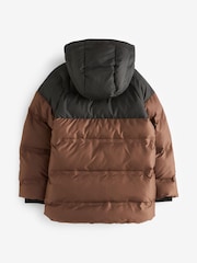 Neutral/Black Fleece Lined Padded Puffer Coat (3-16yrs) - Image 5 of 10