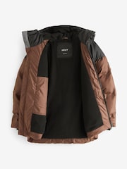 Neutral/Black Fleece Lined Padded Puffer Coat (3-16yrs) - Image 6 of 10