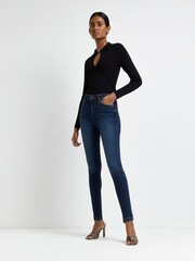River Island Blue Denim High Rise 100% Cotton Skinny Crane Jeans - Image 1 of 5