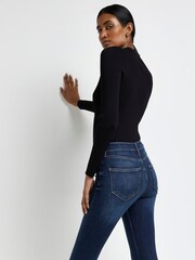 River Island Blue Denim High Rise 100% Cotton Skinny Crane Jeans - Image 4 of 5