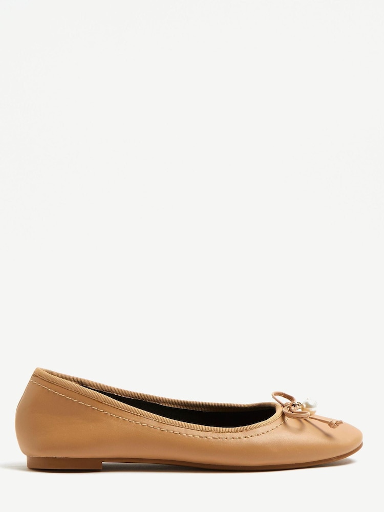 River Island Beige Bow Ballerina Shoes - Image 1 of 5