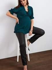 Black Maternity Coated Straight Leg Jeans - Image 1 of 6