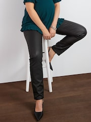 Black Maternity Coated Straight Leg Jeans - Image 2 of 6