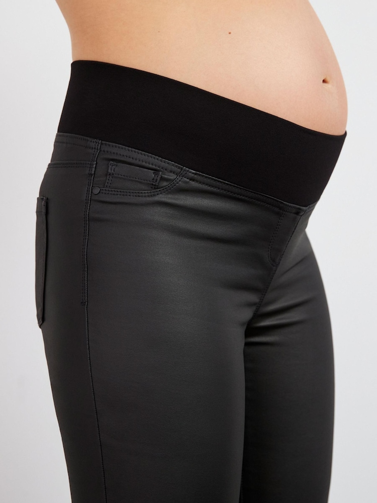 Black Maternity Coated Straight Leg Jeans - Image 3 of 6