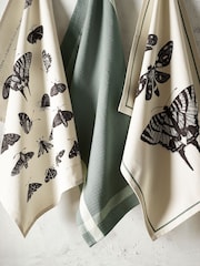 Kew Gardens Set of 3 Green 100% Cotton Tea Towels - Image 1 of 4