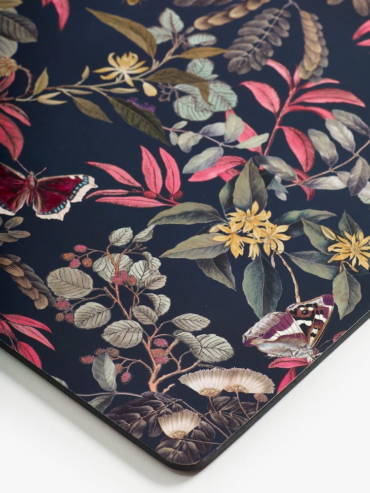 Kew Gardens Blue Set of 4 Midnight Floral Placemat - Image 2 of 2 Kew Gardens Blue Set of 4 Midnight Floral Placemat - Image 2 of 2