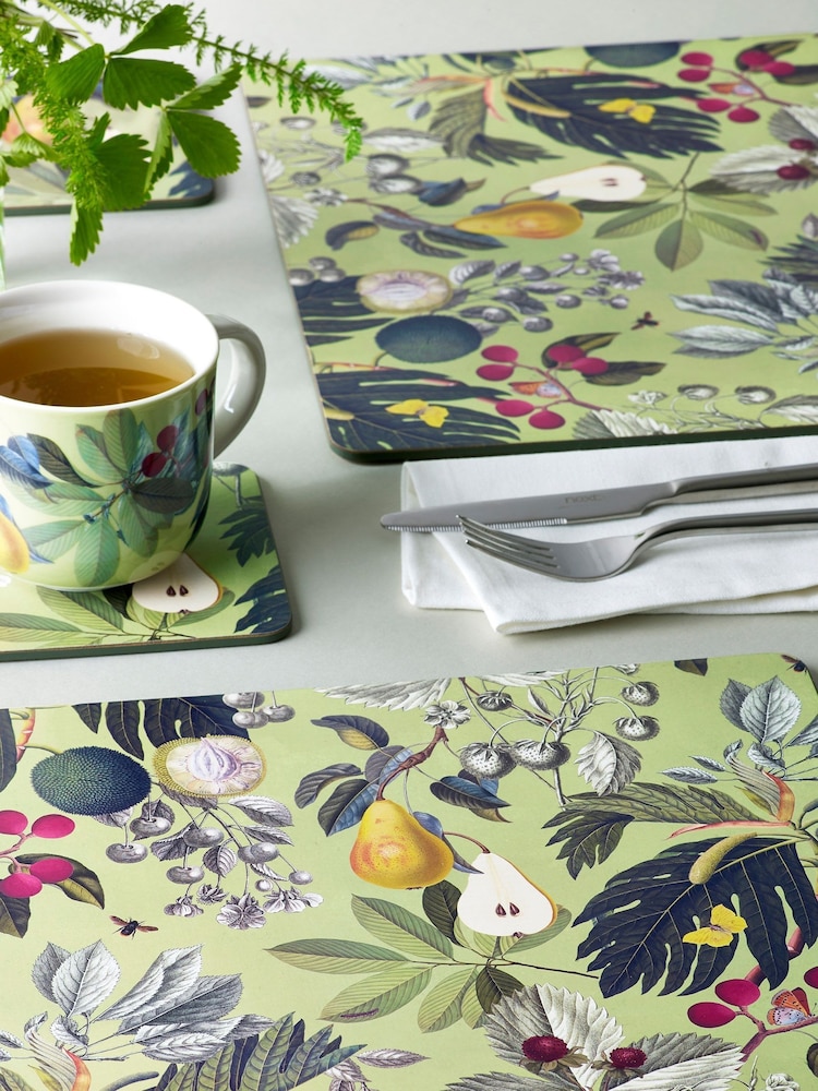 Kew Gardens Green Set of 4 Fruit and Floral Rectangle Placemat - Image 1 of 2