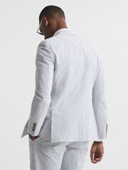 Reiss Blue/White Barr Single Breasted Seersucker Slim Fit Blazer - Image 5 of 10