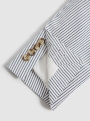 Reiss Blue/White Barr Single Breasted Seersucker Slim Fit Blazer - Image 9 of 10