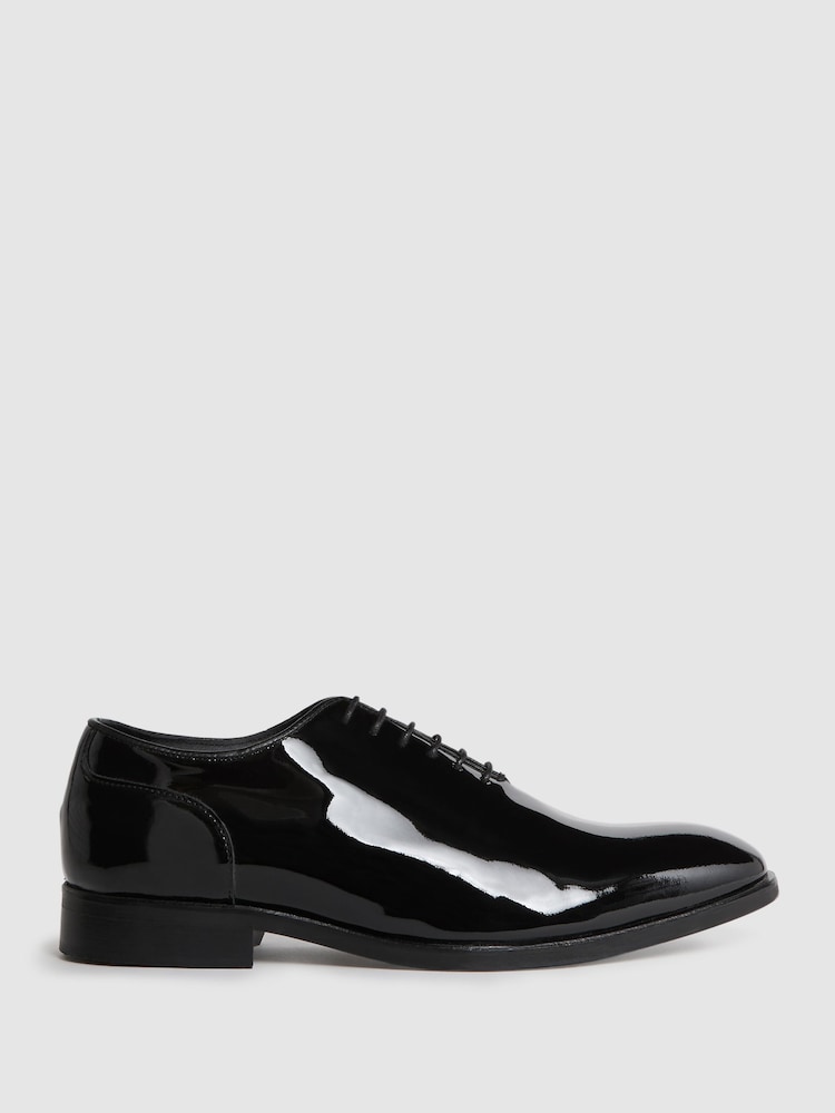 Reiss Black Bay Leather Whole Cut Shoes - Image 1 of 5