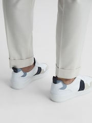 Reiss White/Blue Mix Aira Mid Top Leather Trainers - Image 3 of 7