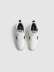 Reiss White/Blue Mix Aira Mid Top Leather Trainers - Image 4 of 7