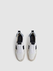 Reiss White/Blue Mix Aira Mid Top Leather Trainers - Image 5 of 7