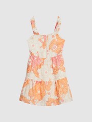 Reiss Orange Print Rosie Jr Printed Tie Shoulder Mini Dress - Image 2 of 7