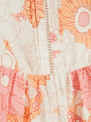 Reiss Orange Print Rosie Jr Printed Tie Shoulder Mini Dress - Image 7 of 7