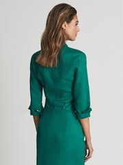 Reiss Green Corinne Plain Tie Waist Blouse - Image 5 of 6