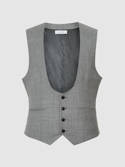 Reiss Grey Buxley Wool Wedding Suit Horseshoe Slim Fit Waistcoat - Image 2 of 5