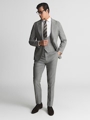 Reiss Grey Buxley Wool Wedding Suit Horseshoe Slim Fit Waistcoat - Image 3 of 5