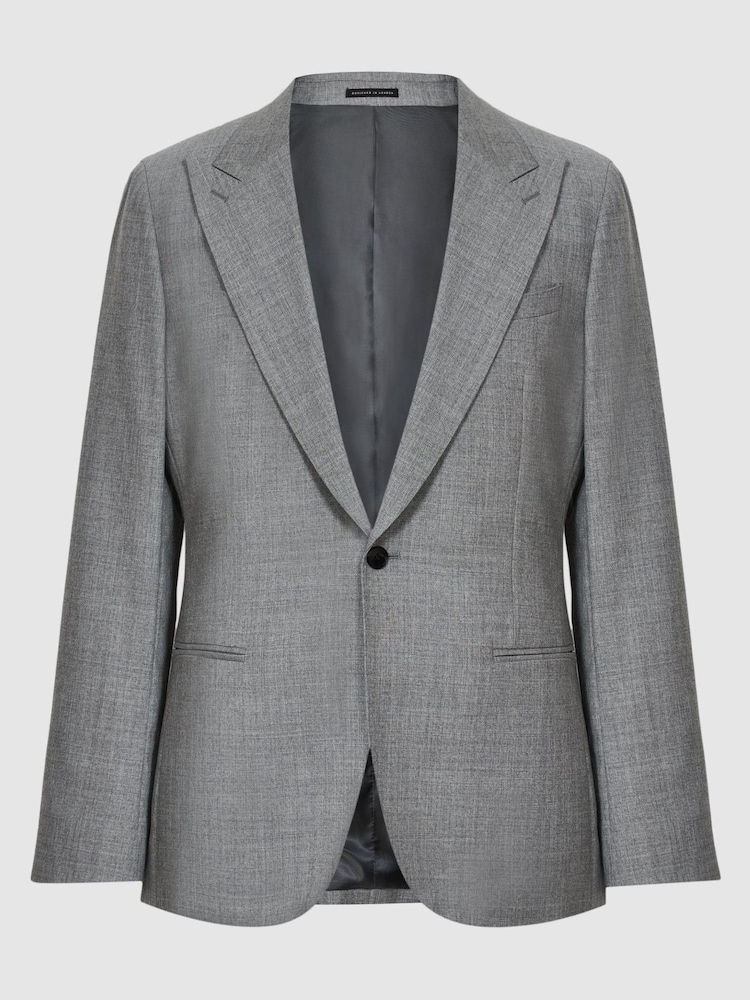 Reiss Grey Buxley Wool Wedding Suit Slim Fit Blazer - Image 2 of 6