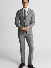 Reiss Grey Buxley Wool Wedding Suit Slim Fit Blazer - Image 3 of 6