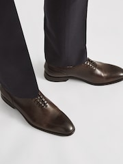 Reiss Dark Brown Leather Whole Cut Shoes - Image 2 of 7