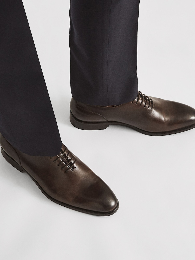 Reiss Dark Brown Leather Whole Cut Shoes - Image 2 of 7