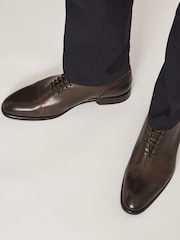 Reiss Dark Brown Leather Whole Cut Shoes - Image 7 of 7