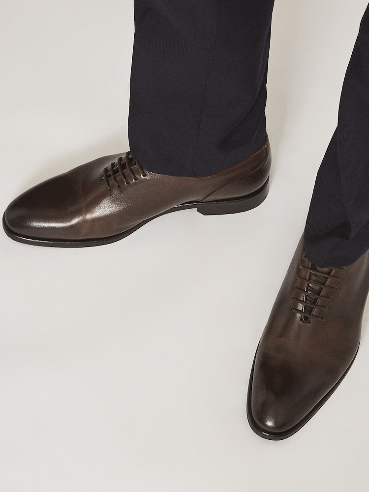 Reiss Dark Brown Leather Whole Cut Shoes - Image 7 of 7