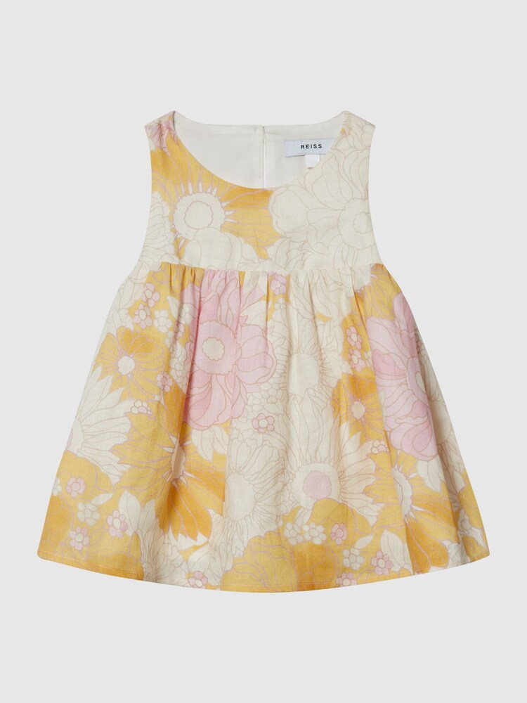 Reiss Yellow Elsbeth Junior Printed Linen Top - Image 2 of 7