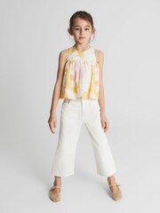 Reiss Yellow Elsbeth Junior Printed Linen Top - Image 3 of 7