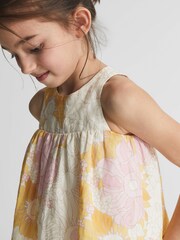 Reiss Yellow Elsbeth Junior Printed Linen Top - Image 4 of 7