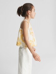 Reiss Yellow Elsbeth Junior Printed Linen Top - Image 6 of 7