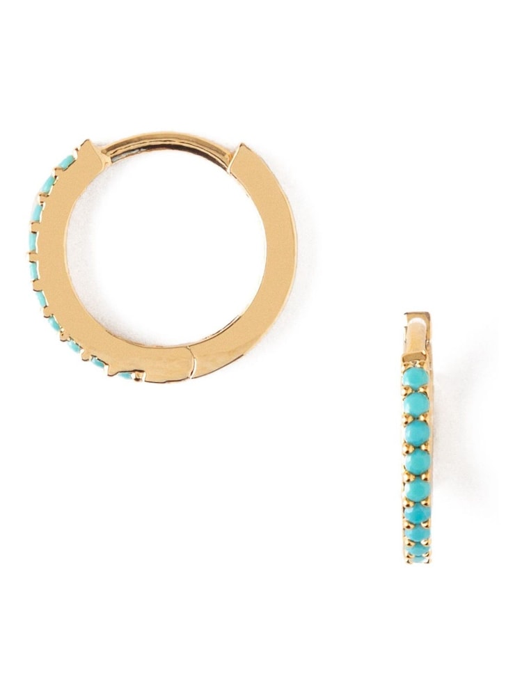 Orelia London Mini Blue Pave Hoop Earrings - Image 1 of 2