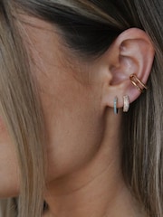 Orelia London Mini Blue Pave Hoop Earrings - Image 2 of 2