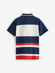 Mornarsko modra/rdeča - 100% Cotton kratek rokav; s kratkimi rokavi z izrazitim barvnim vzorcem polo majice (3-16yrs) - Slika 2 iz 2