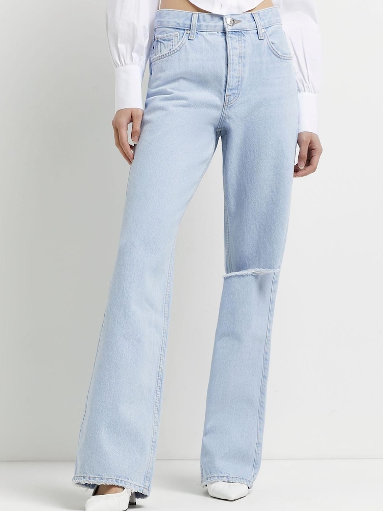 Голубые джинсы в винтажном стиле River Island - Изображение 1 из 3