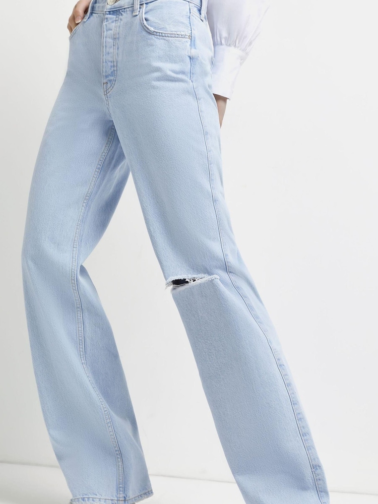 Голубые джинсы в винтажном стиле River Island - Изображение 3 из 3