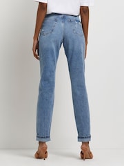 River Island Blue High Rise Ripped Mom Jean - Image 2 of 4