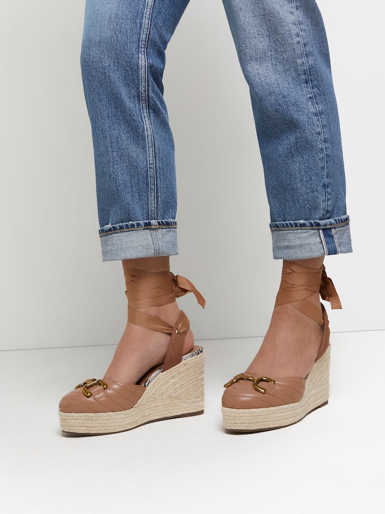 River Island Zweiteilige Schuhe mit Keilabsätzen, Beige - Bild 5 von 5