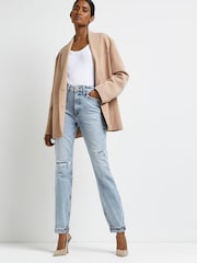 River Island Gesäßformende Mom-Jeans mit hohem Bund, Blau - Bild 3 von 5