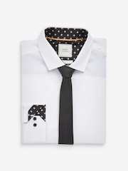 White/Black Regular Fit Single Cuff Shirt And Tie Pack - Image 6 of 7