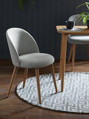 Set of 2 Tweedy Plain Mid Grey Newman Oak Effect Leg Dining Chairs - Image 1 of 8