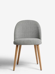 Set of 2 Tweedy Plain Mid Grey Newman Oak Effect Leg Dining Chairs - Image 2 of 8